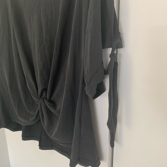 She+Sky Charcoal Grey Cold Shoulder Top With Ties - Picture 2 of 10